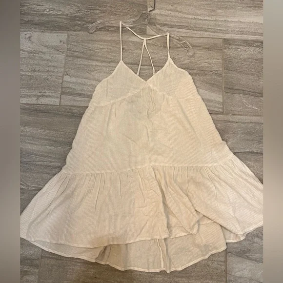 aerie cream dress NWT Aerie Beige Ruched Rib Midi Dress Sz. M, Brand